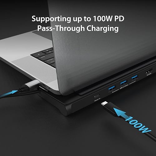 Miniatura 2 de j5create Estación de acoplamiento HDMI dual USB-C (10 en 1), pantalla HDMI dual 4K + 1080p, USB-A x3 de 5 Gbps, lector de tarjetas SD, PD 100 W,