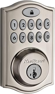 Kwikset 99140-023 SmartCode 914 Traditionelles intelligentes Schloss mit elektronischem Riegel, Türschloss mit SmartKey Security und Z-Wave Plus, satiniertes Nickel