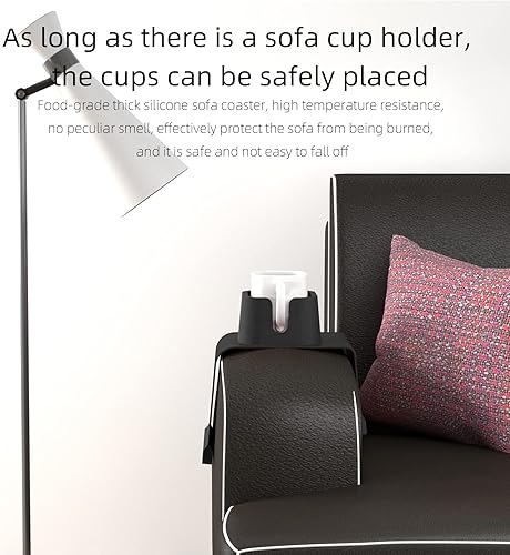 Miniatura 5 de Portavasos para sofá, antiderrames, de silicona, adecuado para sofá reclinable, regalos para mamá, papá, marido, abuela, abuelo, color negro