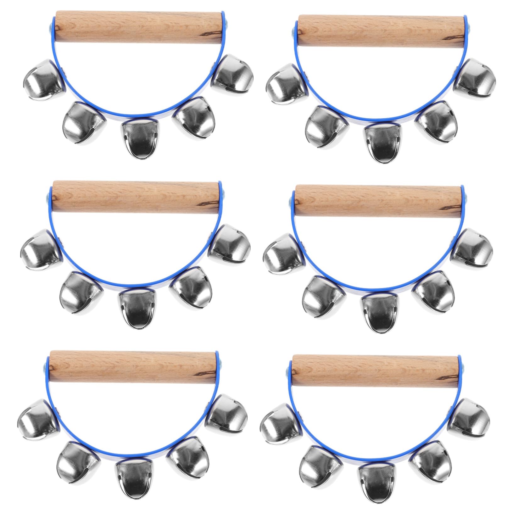 JOINPAYA Versatile 6 Piece Semicircle Tambourines Hand Bells for Adults for Parties Families and Music Education
