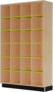 Diversified Spaces 4-Bay Cubby Cabinet,48"x15"x78",Lt Hardwood,Lime