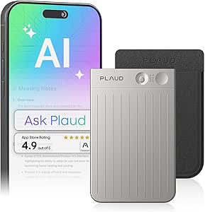 Plaud Note AI Voice Recorder, Voice Recorder w/Case, App Control, Transcribe & Summarize with AI Technology, Support 112 Languages, 64GB Memory, Audio Recorder for Lectures, Meetings, Calls, Silver asin的图片