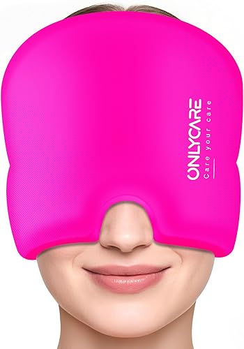 Miniatura 12 de ONLYCARE - Gorro para aliviar migrañas, calmante, envoltura de gel frío sin olor, terapia de frío/calor, para dolor de cabeza por tensión y estrés