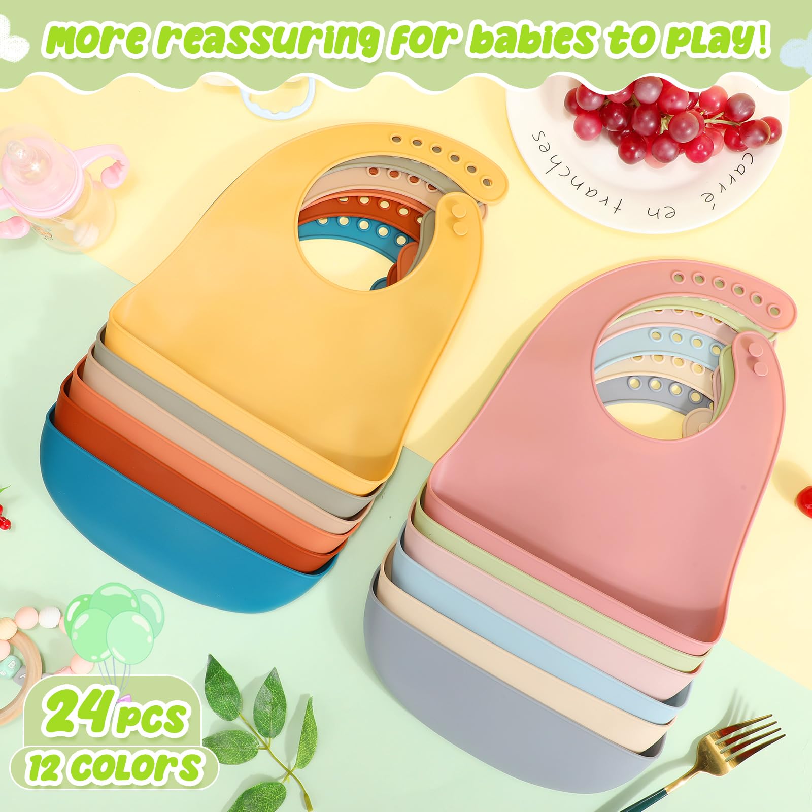 Tioncy Silikon-Lätzchen für Babys und Kleinkinder, wasserdicht, verstellbar, weich, langlebig, Fütterungs-Lätzchen, Geschenke mit Lebensmittelfänger, für Kindergarten, Kindergarten, Vorschule, Kinder