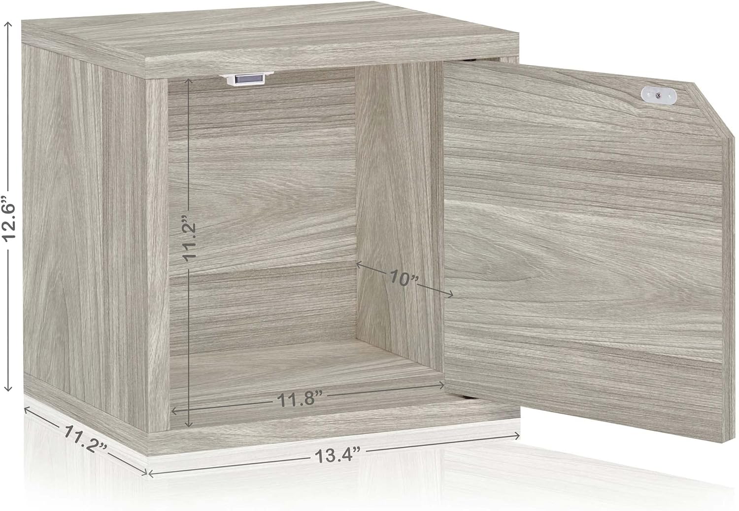 Way Basics Stackable Bookshelf Cube with Door Modular Closet Organizer and Storage (Tool-Free Assembly), Aspen Grey