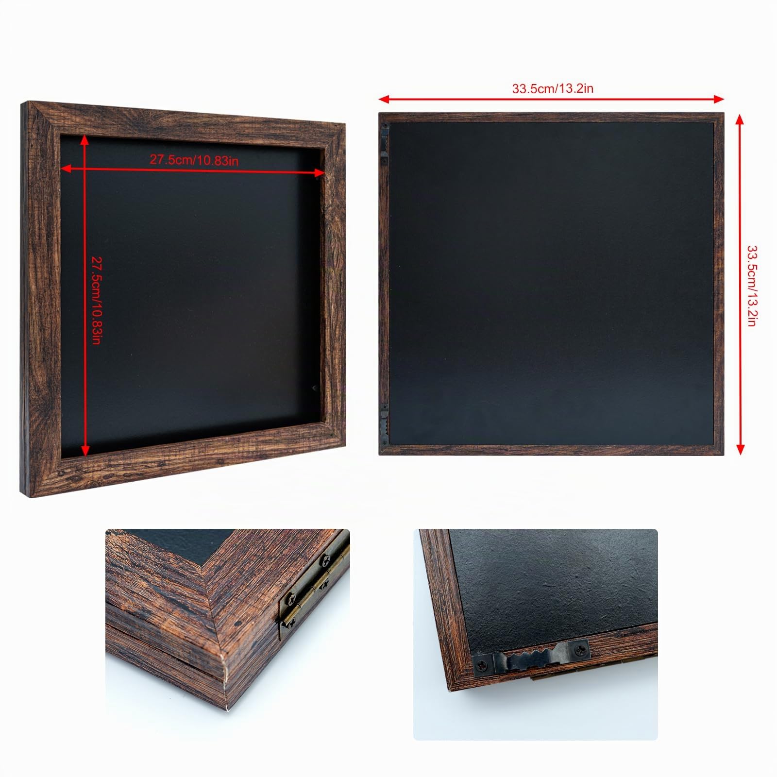 UXENI 2 Stück Schallplatten Aufbewahrung Wand Vinyl Wandhalterung mit Acrylglas Hochwertiger Vinyl Bilderrahmen aus Holz Ideal für Musikliebhaber & Sammler, Walnuss Küche, Haushalt & Wohnen