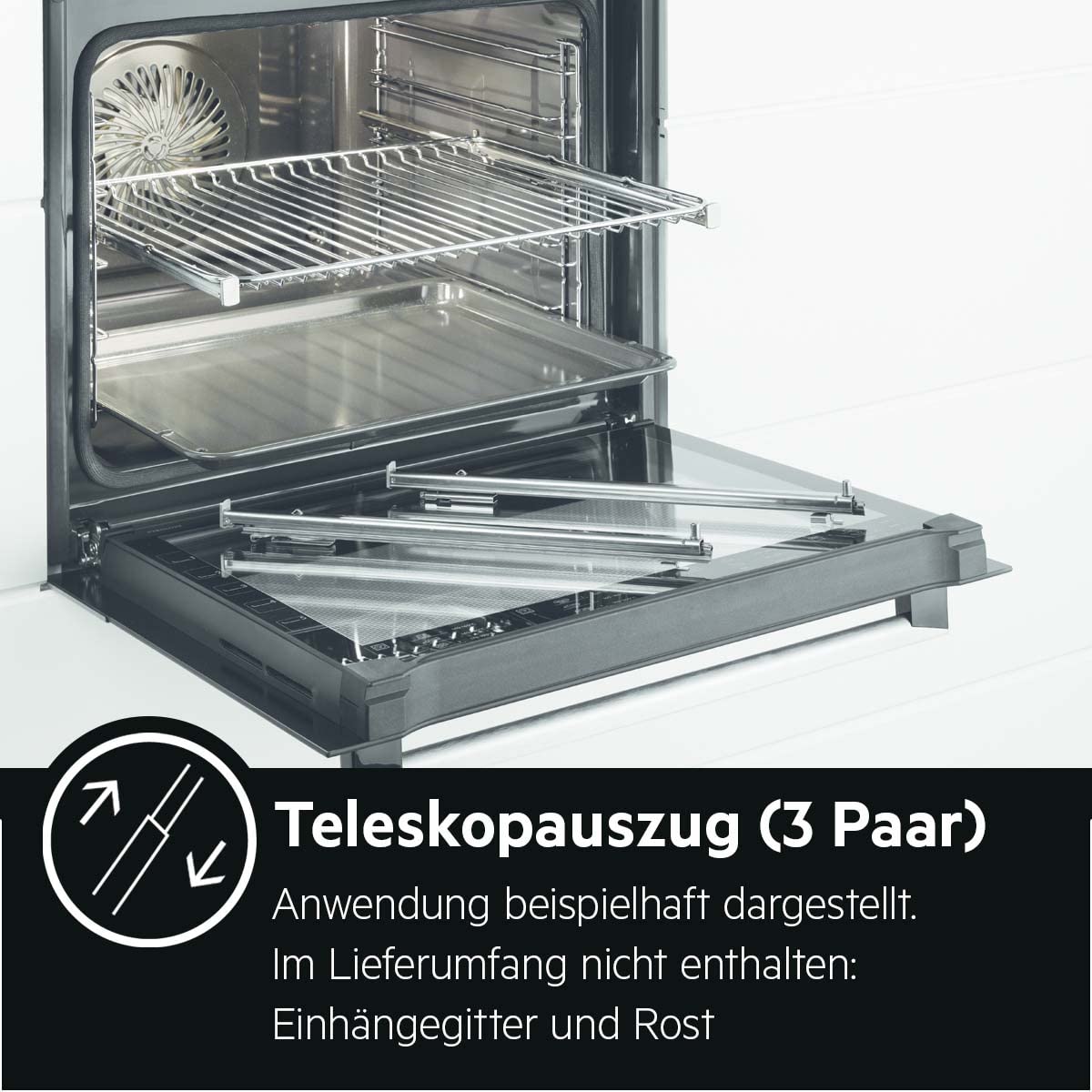Electrolux TR3LV, Guide Telescopiche per Forno, 3 Livelli di Altezza, Argento, 32 x 14 x 383 mm