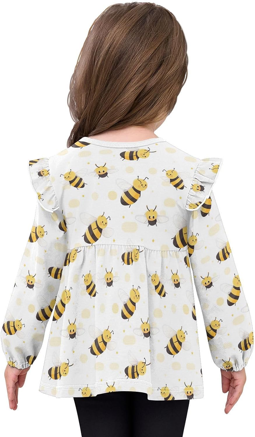visesunny Toddler Clothes for Girls Bumblebee Fat Pattern Long Sleeve Fall Shirts Cotton Top with Ruffle Collar