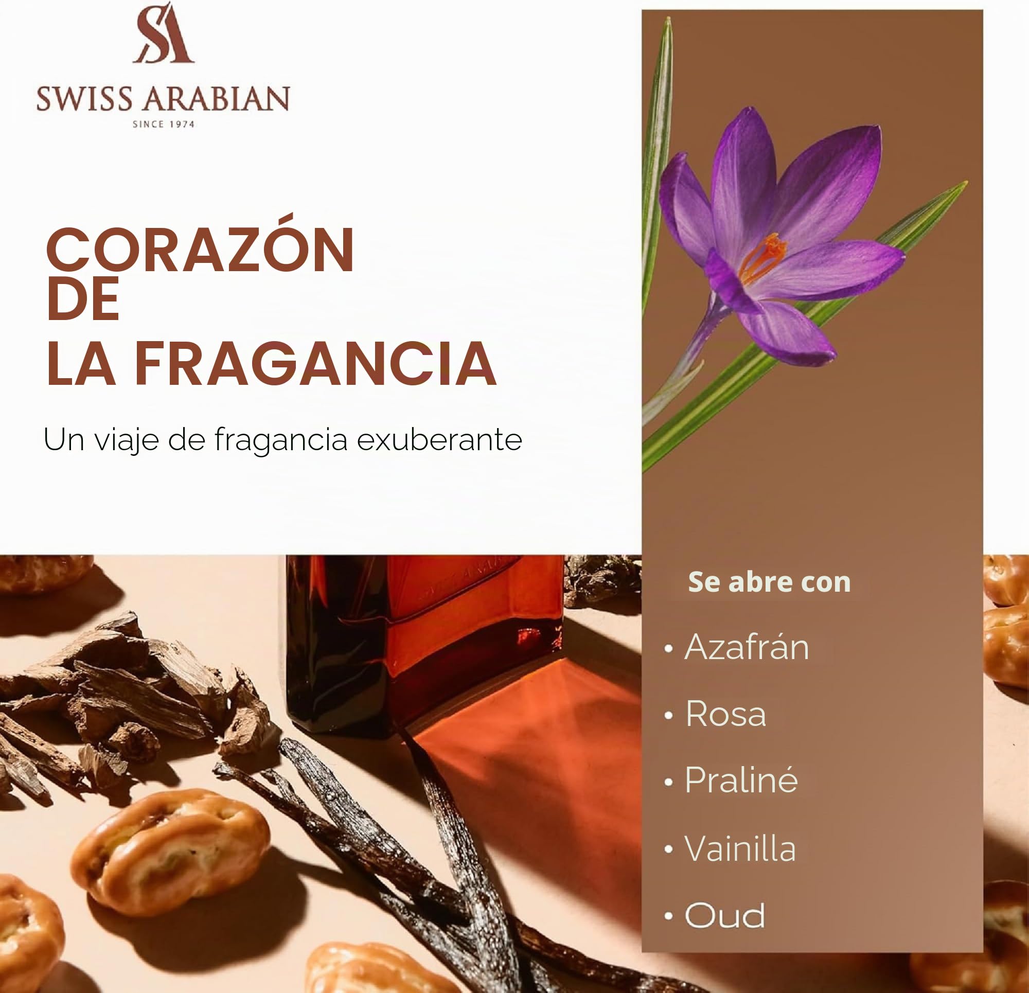 SWISS ARABIAN Oud 07 - Productos de Lujo de Dubái - Perfume Personal, Eau de Parfum, Adictivo y de Larga Duración - Un Aroma de Autor Seductor - El Lujoso Aroma de Arabia – 50 ml