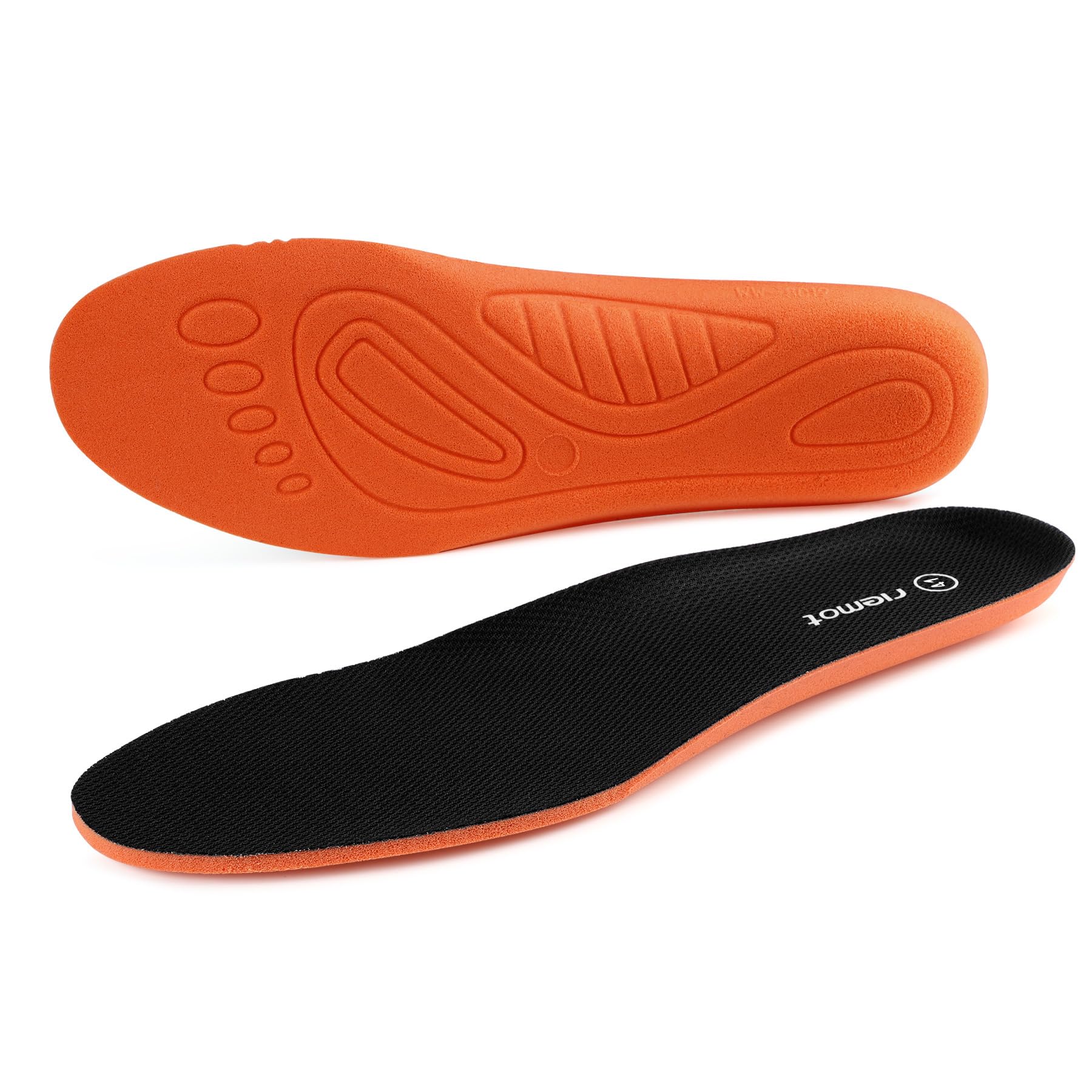 riemot Solette Scarpe Uomo Donna,Solette Sportive per Assorbimento Degli Urti e Ammortizzazione,Solette Memory Foam Supporto Arco Suole Scarpe,Inserti per Scarpe Traspirante di Ricambio,Nero,46 EU