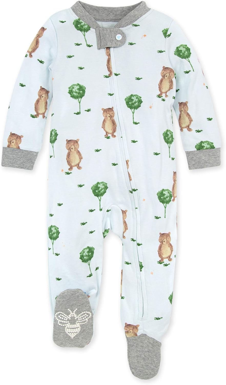 Burts Bees Baby - Pijama de una pieza de 100 algodón orgánico con cremallera frontal mameluco de bebé para dormir