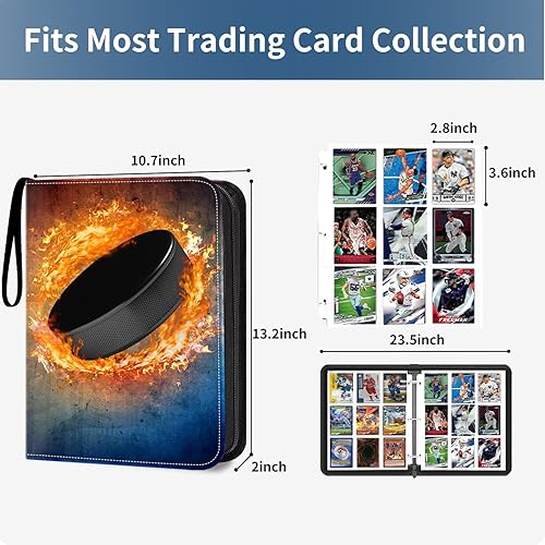 Miniatura 2 de HESTECH Carpeta de tarjetas de hockey de 900 bolsillos, carpeta de tarjetas intercambiables, 9 bolsillos con 50 fundas extraíbles para tarjetas de