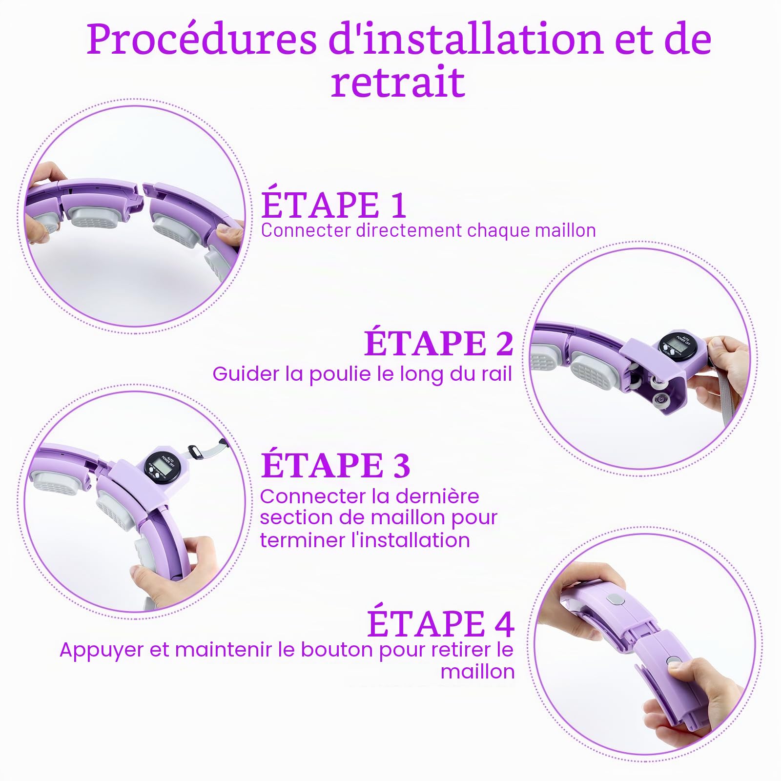 Cerceau Hula Hoop Fitness Intelligent, Cerceau Fitness, pour Les Sports Maison, en Plein Air, Gym, 18 Noeuds Hula Circle Amovible, avec Boule de Poids et Compteur