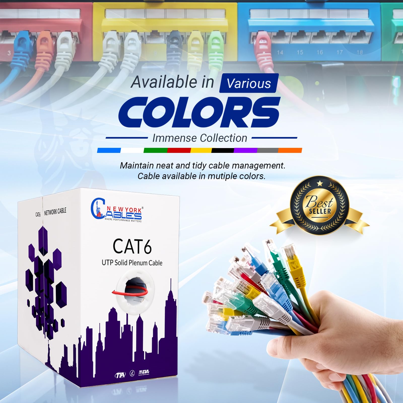 NewYork Cables | Cavo Plenum CAT6 304,8 m (CMP) | UTP, 550 MHz, 23AWG, 4 paia UTP 10 GB | Cavo Ethernet Bulk di qualità testata per reti e giochi (rosso)