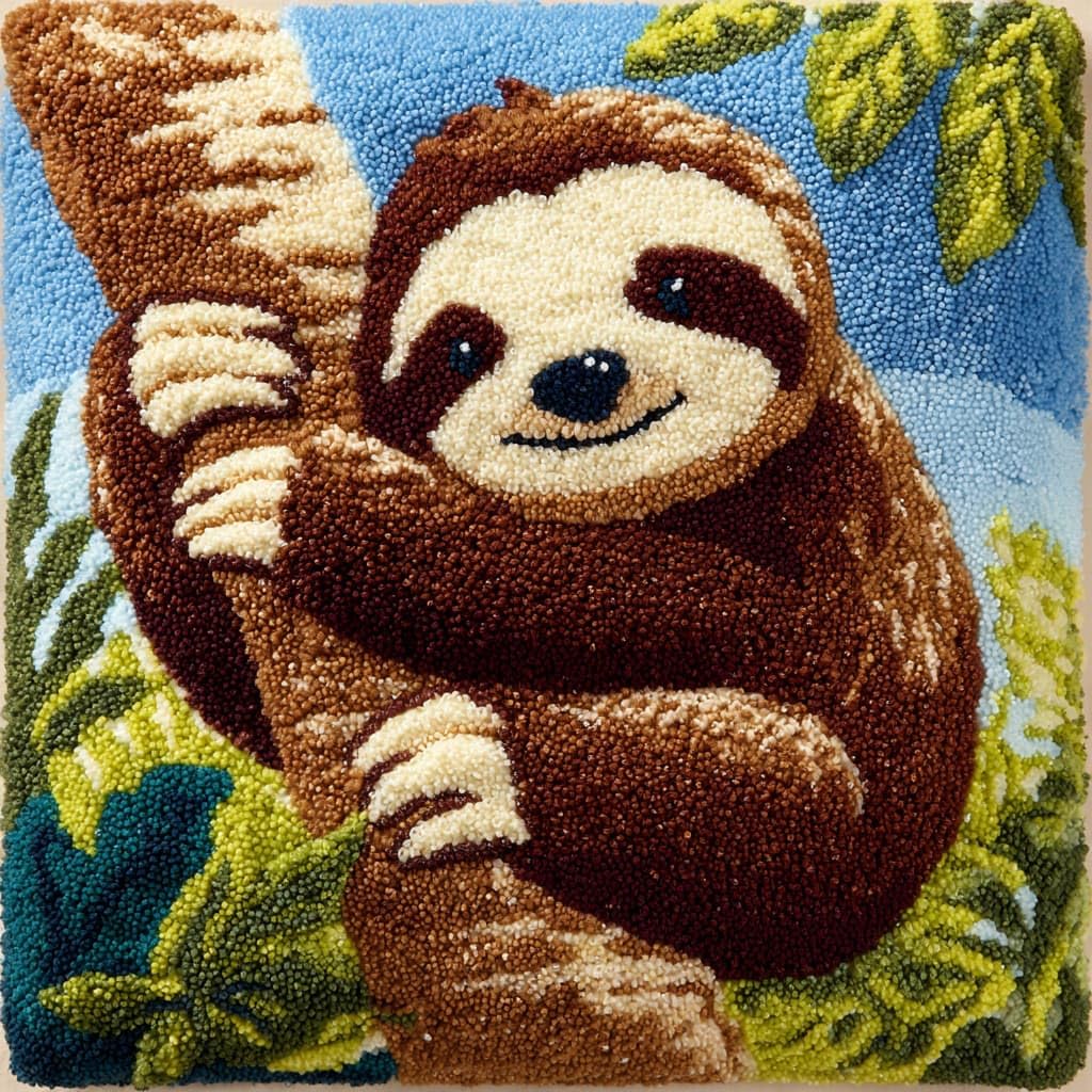 WallustrioaW Latch Hook Cushion Kits for Adults,Animal Sloth