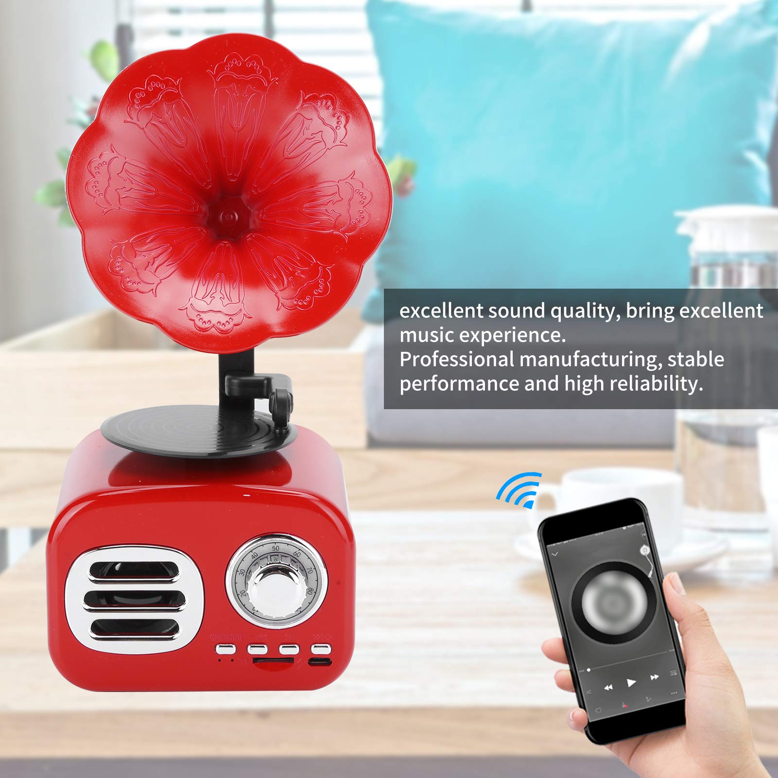 Amazon.com: Retro Bluetooth Speaker, Mini Gramophone Phonograph