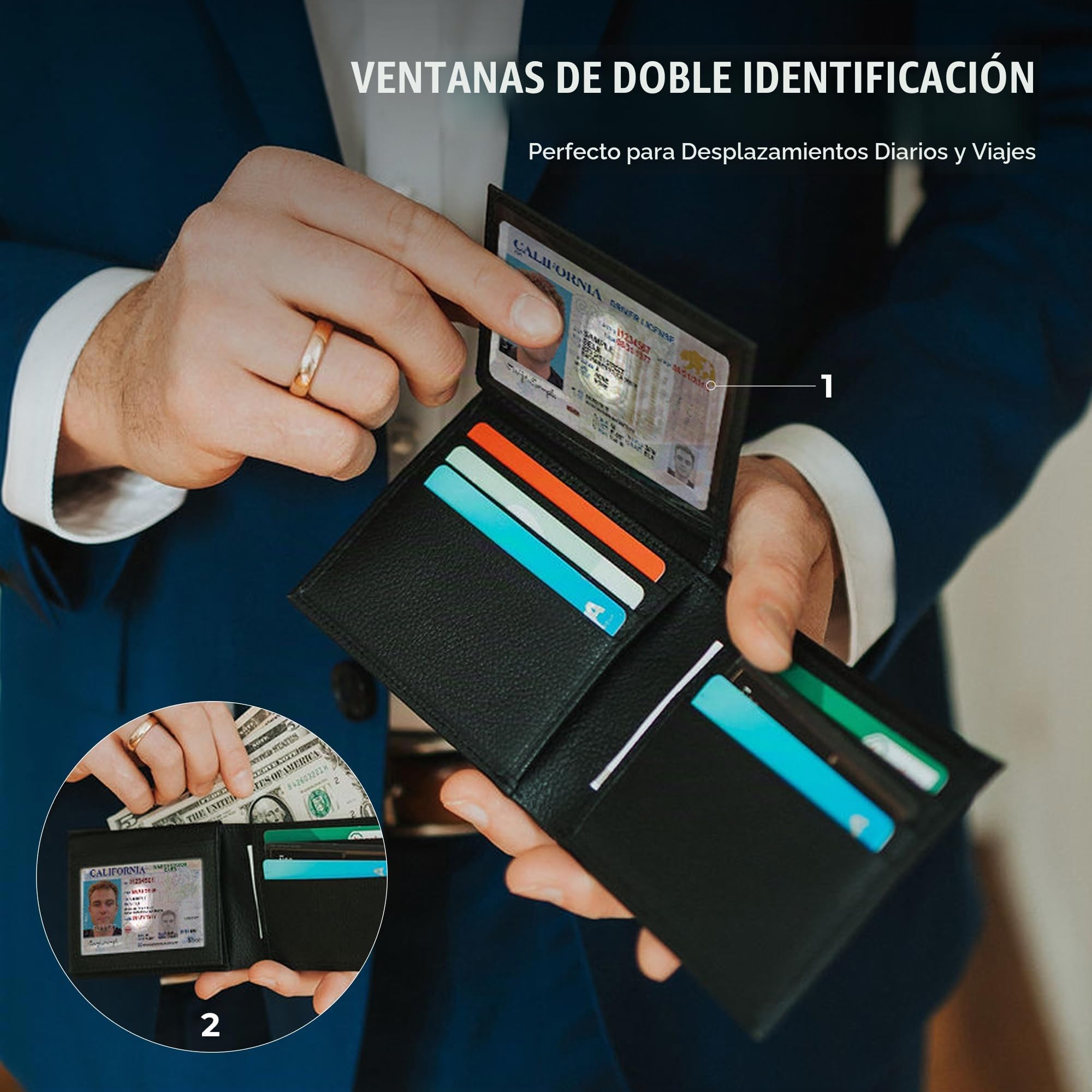 Berliner Bags Peter Cartera de Piel Auténtica Hombre con 8 Tarjetas y RFID