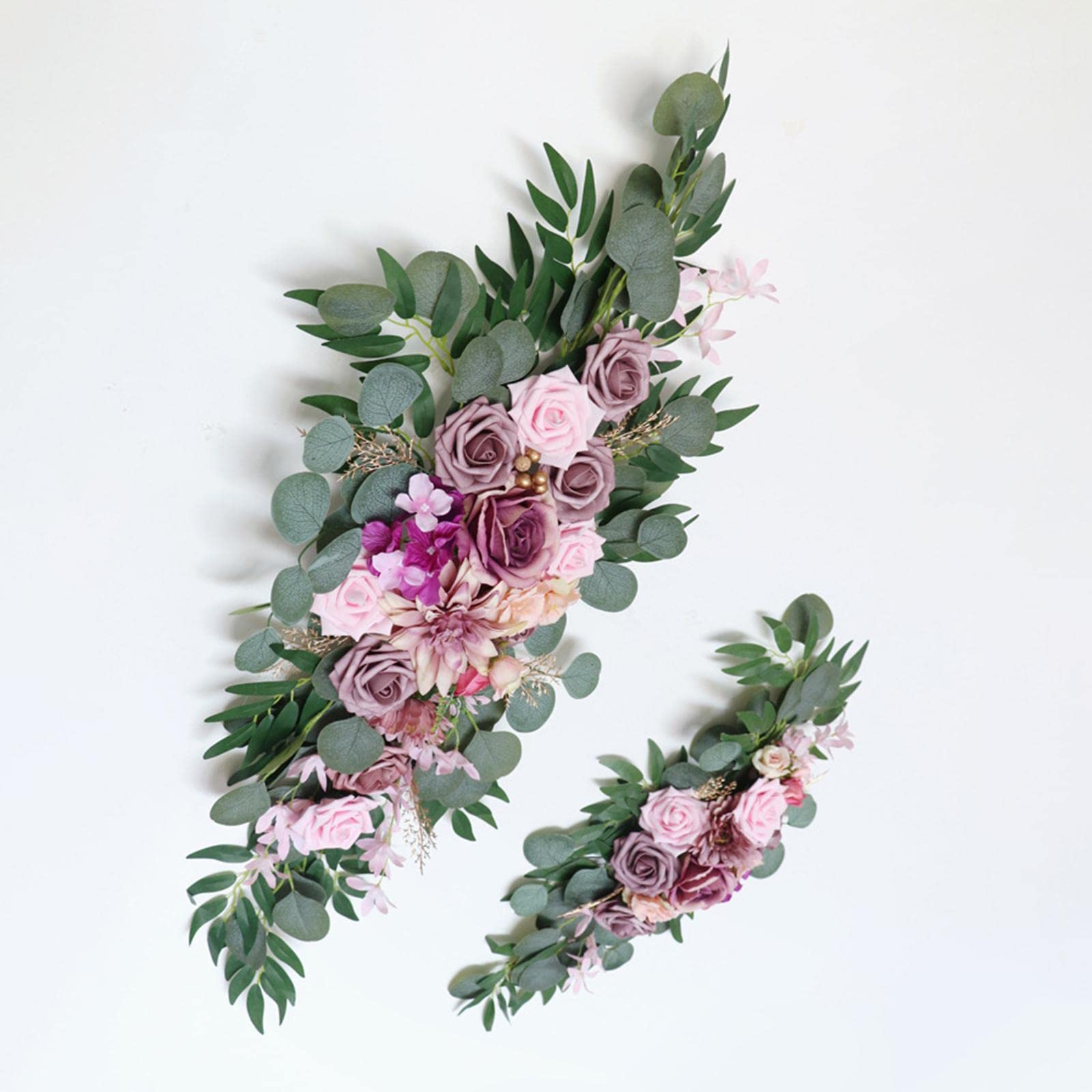 2 Stück Blumenkranz Girlande aus Kunstseide Türdeko Hochzeitsdeko Hängedekoration Langlebig Pflegeleicht für Bogen Shop Hintergrund