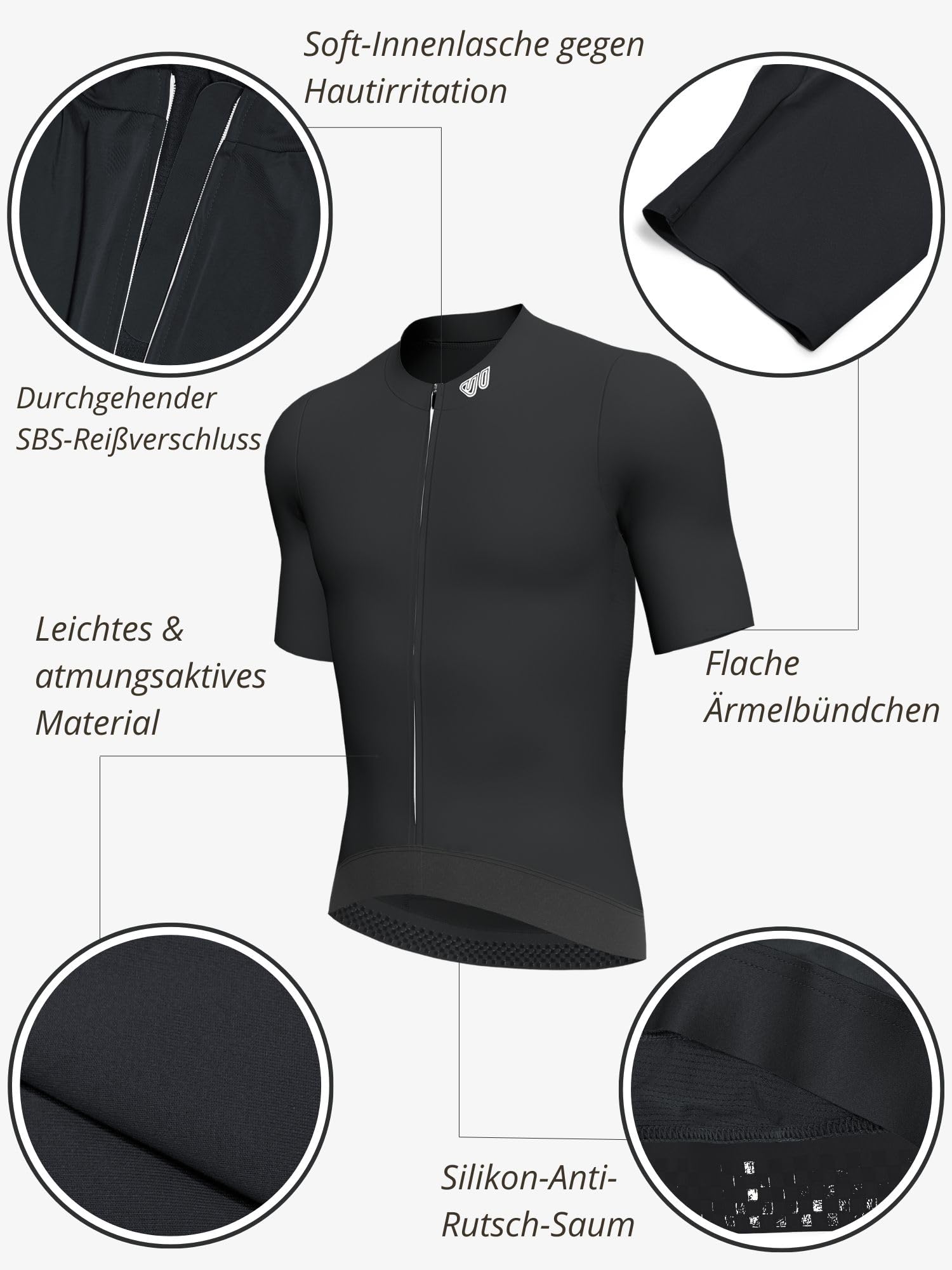 Wilibike - Maglia da ciclismo da uomo, a maniche corte (Slim Fit), per escursioni estive, traspirante, con 3 tasche posteriori e chiusura lampo, aderente (nota: veste piccola)