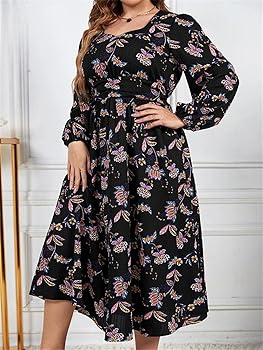Generic Sweetheart Neck Floral Print Lantern Sleeve A-Line