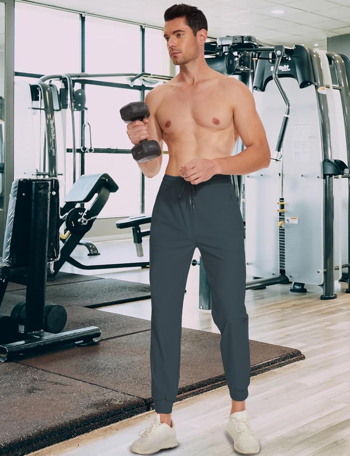 SEVEGO Men's 31"/33"/35"/37" Tall Inseam Joggers Lightweight Sweatpants 3 Zipper Pocket Tapered Athletic Workout Gym Pant - Image 3