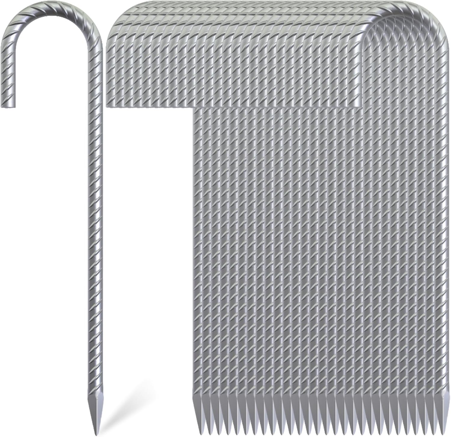 12 Inch J Hook Rebar Stakes 12 Pack, Heavy Duty Galvanized Steel Ground Stakes, Metal Tent Stakes Chain Link Fence Stakes for Inflatables, Yard Decorations, Camping, Garden