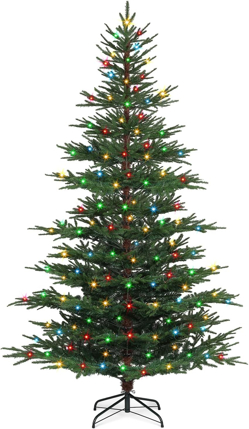8 FT Pre-Lit Artificial Christmas Tree with 400 Dual-Color LEDs & Timer, 890 Realistic Branch Tips, Metal Stand for Holiday Home Christmas Decorations 8FT Tree