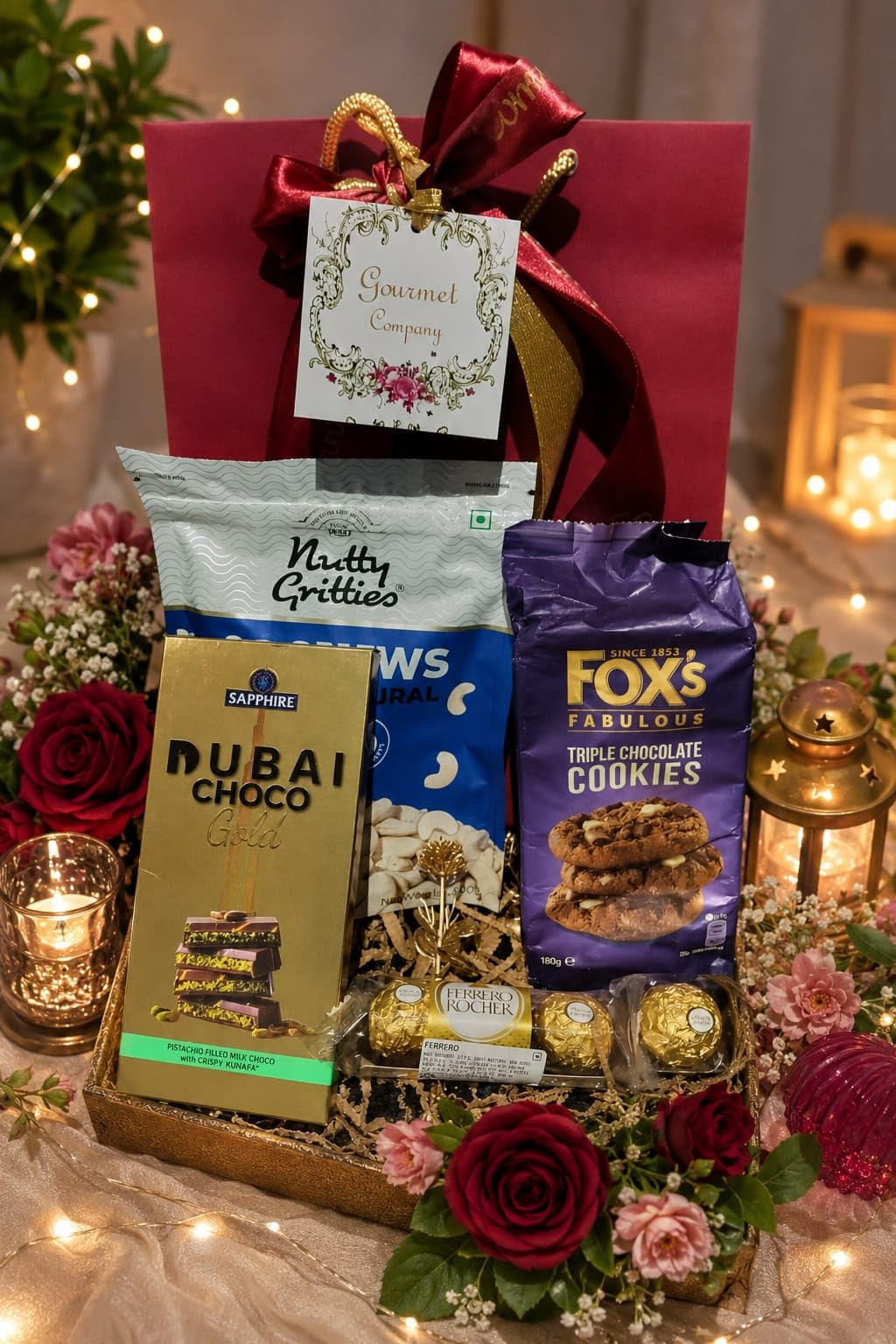 Snack Gift Hamper with Kettle Chips, Brittie & Cookies | Almond Rosette Brittie, Chocolate Chip Cookies, Kettle Studio Chips, Festive Red Box, Assorted Snacks-image-14