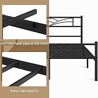 Vista 7 de Yaheetech Queen Size Bed Frames Metal Platform Bed Mattress Foundation with Cloud-Inspired Design Headboard/Footboard/Ample Under Bed Storage/No Box
