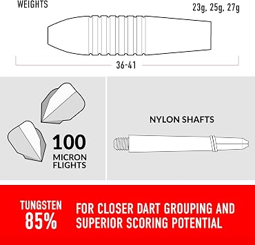 Harrows Fire Bomber Tungsten Steel Tip Darts Set – Available in 23g, 25g, 27g & 30g – Professional Tungsten Darts for Precision & Durability – Premium 20pcs Bundle with Spare Fire Flights