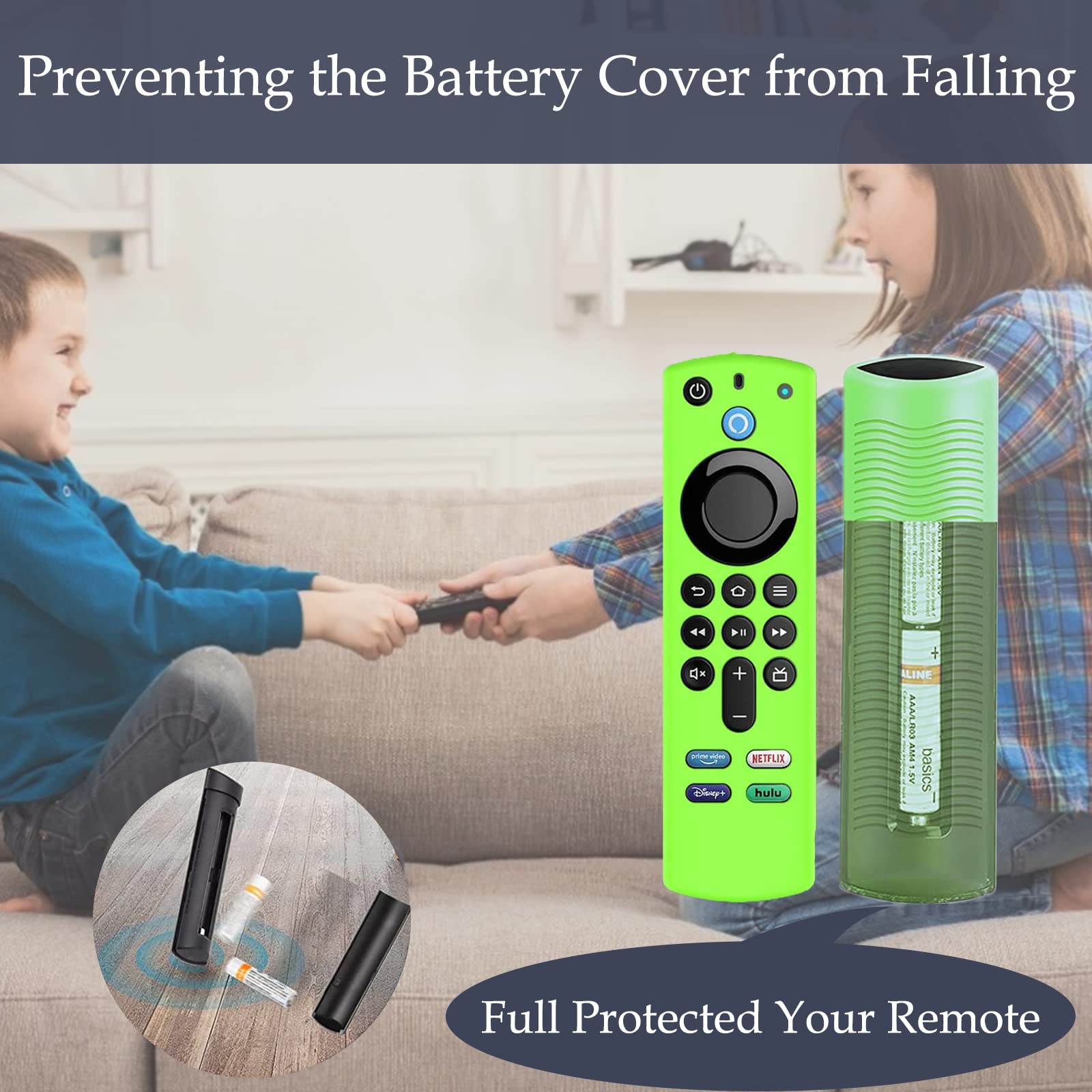 Funda protectora de silicona para Firtvstick 4K Max (3ª generación) 2021, brilla en la oscuridad, compatible con Firestick 4K Alexa Voice Remote Control con cordones, antideslizante, a prueba de