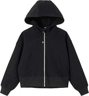 Sudadera con Capucha y Cremallera para Niñas, Chaqueta con Capucha de Manga Larga Sudadera con Bolsillos para Niños de 6 a 15 Años