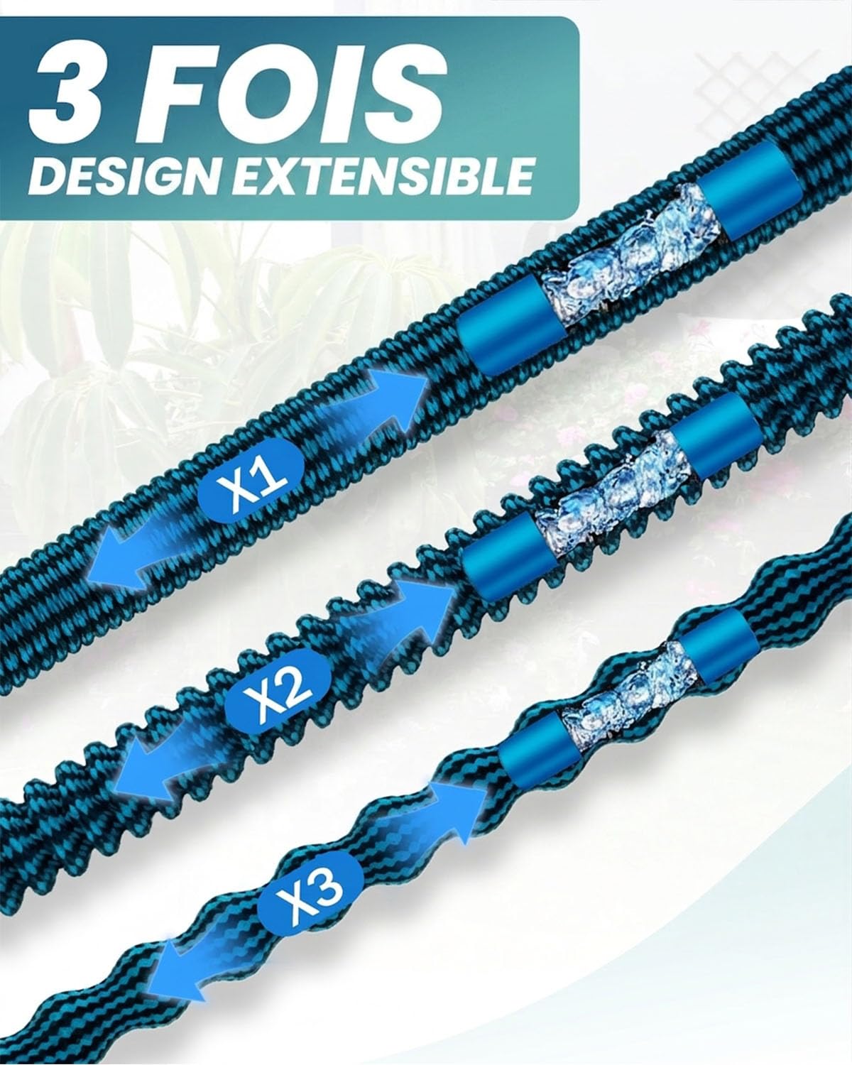 Tuyau Arrosage Extensible 15M/50FT, Tuyau Flexible Anti-Pliage Avec Pistolet À Pulvériser 10 Fonctions, Raccords En Laiton 3/4" Et 1/2", Tuyau Jardin Léger Pour Arrosage, Lavage Et Entretien