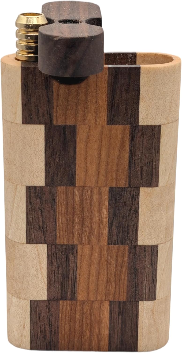 Wooden Pocket Decorative Box Set with Swivel Lid – Ascension Ironcrest – Premium American Hardwood – Dual Compartment (Brass - Ribbed)