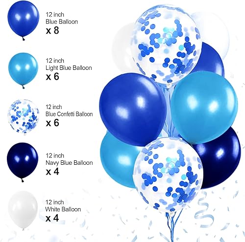 Miniatura 7 de Decoraciones de fiesta de cumpleaños azules para niños y hombres, pancarta de feliz cumpleaños, globos, azul marino, azul real, azul claro,