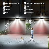 Vista 2 de AmeriTop - Luces solares para exteriores, 2 paquetes, 233 LED de alta luminosidad, luces solares sin cable con sensor de movimiento; 3 cabezas
