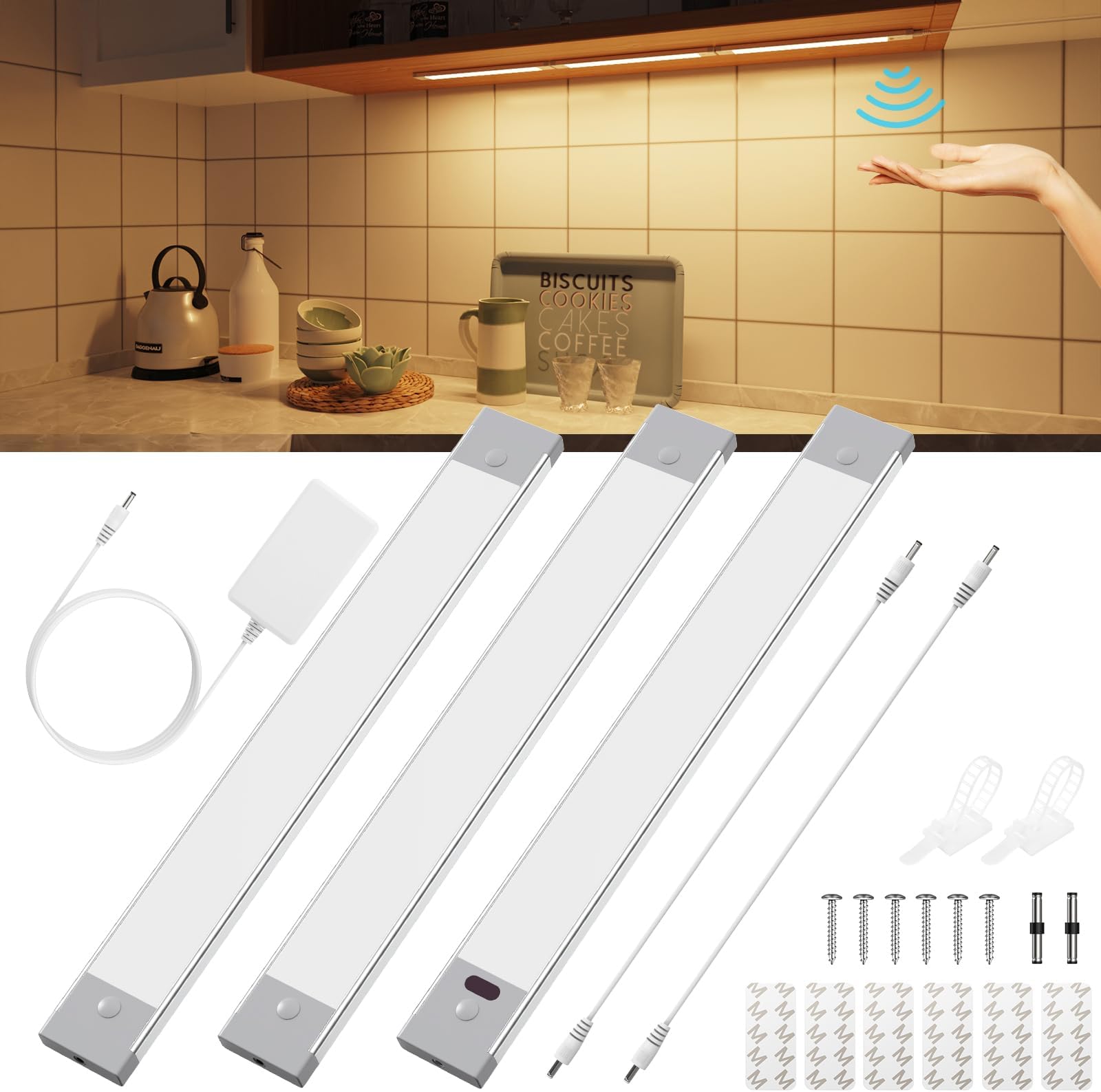 Enteenly Under Kitchen Lights, 30cm 66 LEDs Hand Wave Sensor