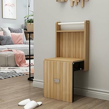 Wall Mounted Shoe Changing Stool, Folding Invisible Shoe-Changing Stool with Handrail and Non-Slip Mat, for Living Room Bedroom Bathroom