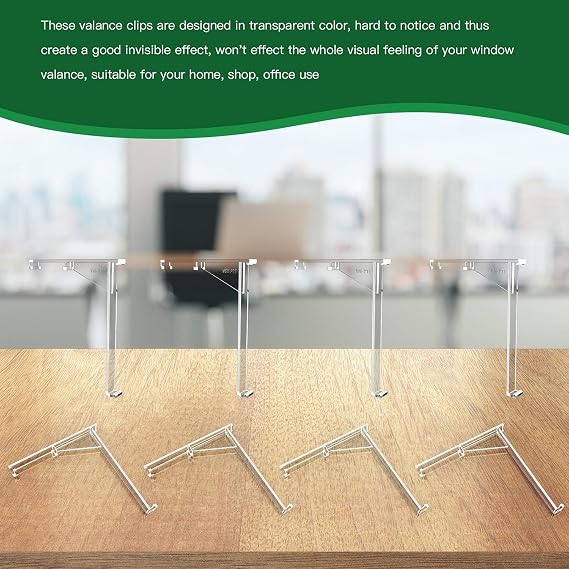 8 Pieces Valance Clips Vertical Blind Clear Valance Clip Bracket Vertical Blind Hidden Installation Bracket Replacement Part, Outside Mount