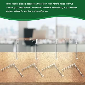 8 Pieces Valance Clips Vertical Blind Clear Valance Clip Bracket Vertical Blind Hidden Installation Bracket Replacement Part, Outside Mount