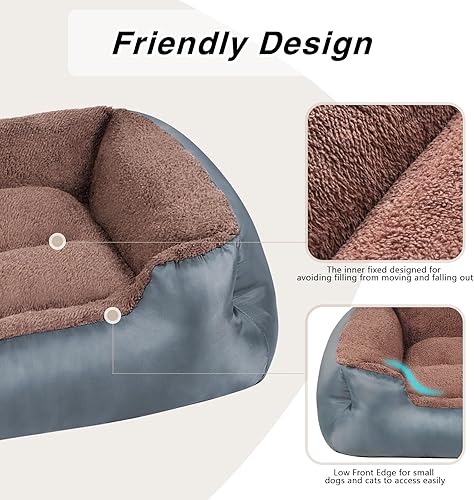Miniatura 3 de Cama mediana para perros medianos, lavable, suave y cómoda para mascotas, sofá cama calmante para perros con bordes elevados, parte inferior