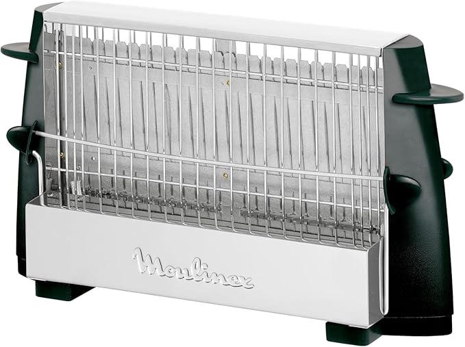 Moulinex Multipan- Tostador clásico de 760 W para todo tipo de pan, hasta 4 rebanadas, empuñadoras laterales frías, pequeño, fácil de transportar y de usar, Color Negro, A15453
