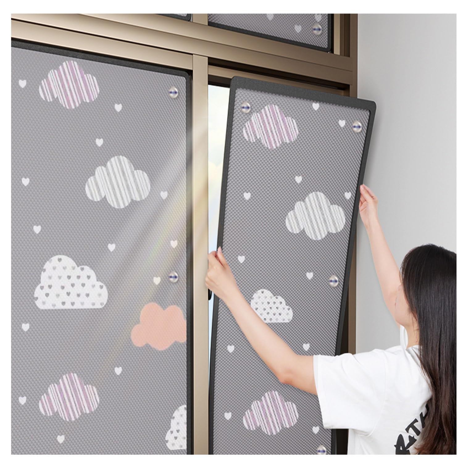 WXGZSKLV Anti Uv Sun Protection Windows Film, Thermal Insulation Reflective Film, Home Blackout Aluminium Foil Film, Reusable Privacy Window Film, With Suction Cup No Glue(50x130cm)