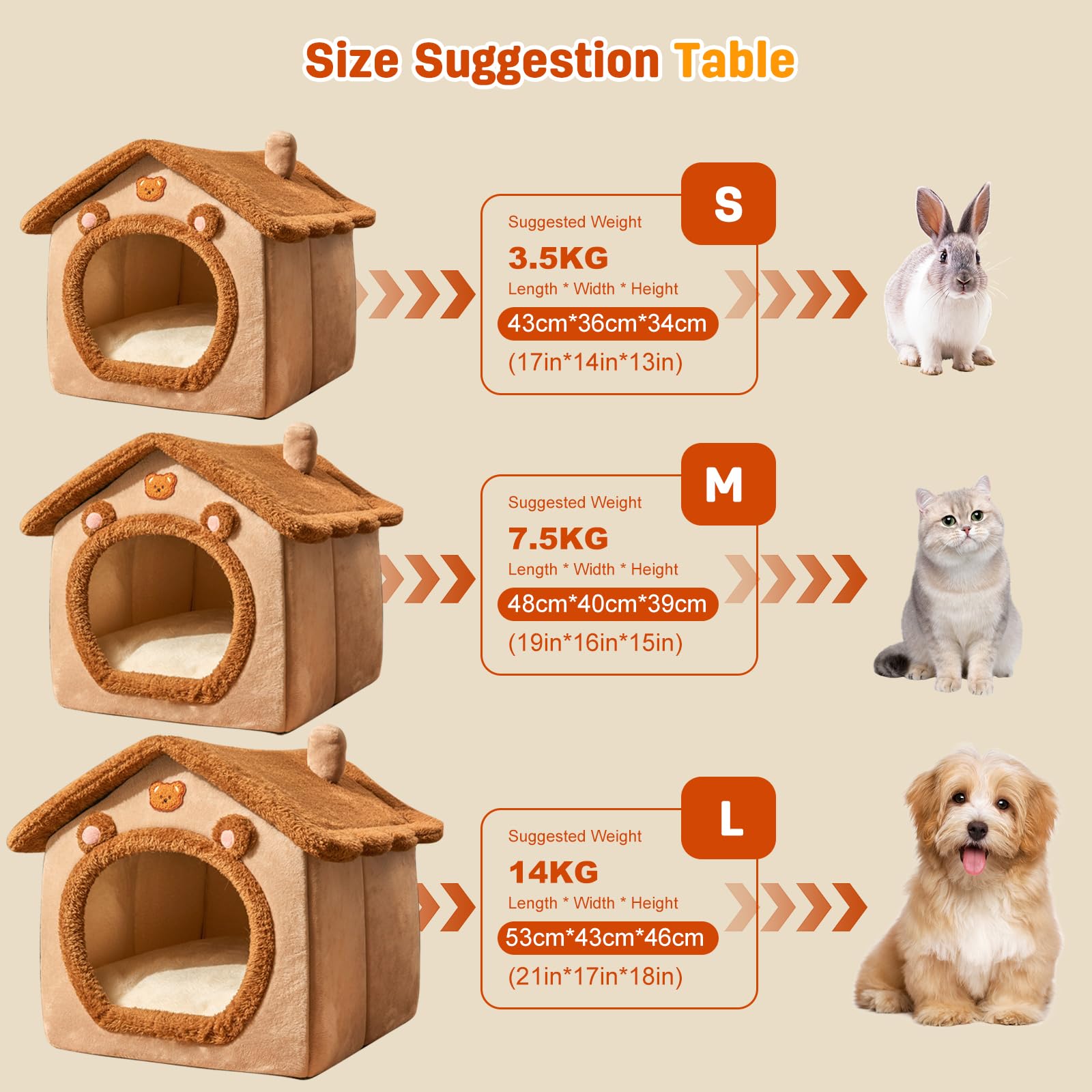 PETCUTE Niche Animaux de Compagnie Interieur,Lavable Lit De Grotte pour Chat,Panier Doux Chaud pour Chat Chien avec Fond Antidérapant,Maison Pliable pour Animal de Compagnie avec Lavable Oreiller