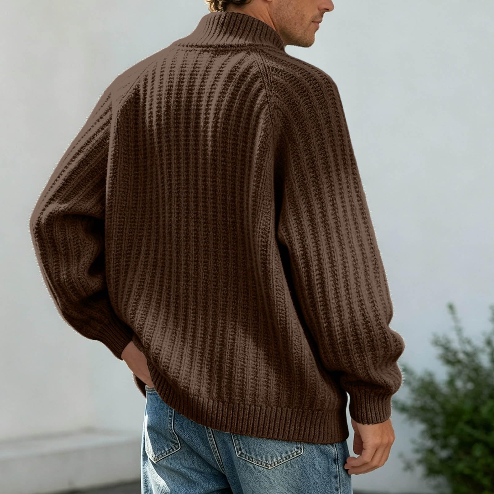 Cappotto da uomo versatile in maglia spessa con mezza zip, ideale per le gi