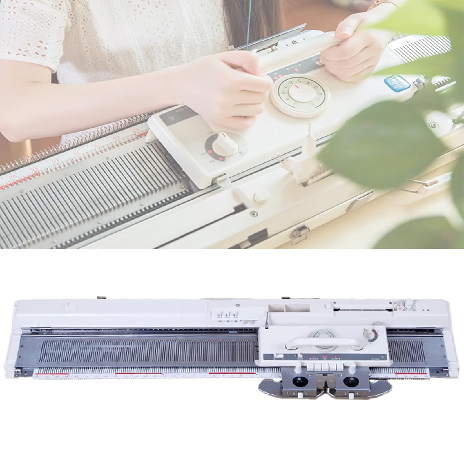 Maszyna dziewiarska, 200 szwów, automatyczna maszyna dziewiarska z akcesoriami, grubość 4,5 mm, regulowana gęstość splotu 0-10, łatwa do robienia na drutach