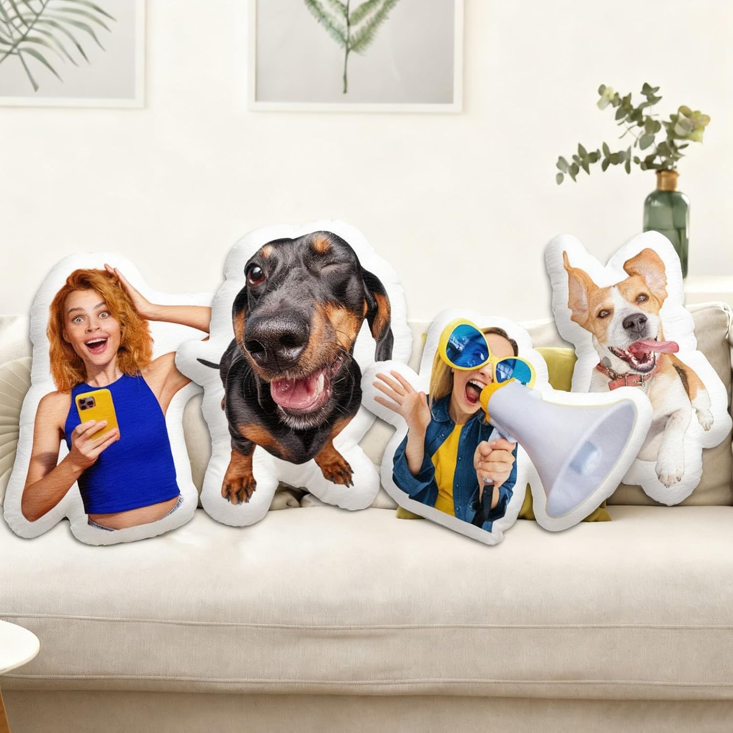 Custom Face Pillow Personalized Pet Face Shaped Plush Doll with Picture Photo Customized Dog Cat Stuffed Animal Gifts for Men Women Girlfriend