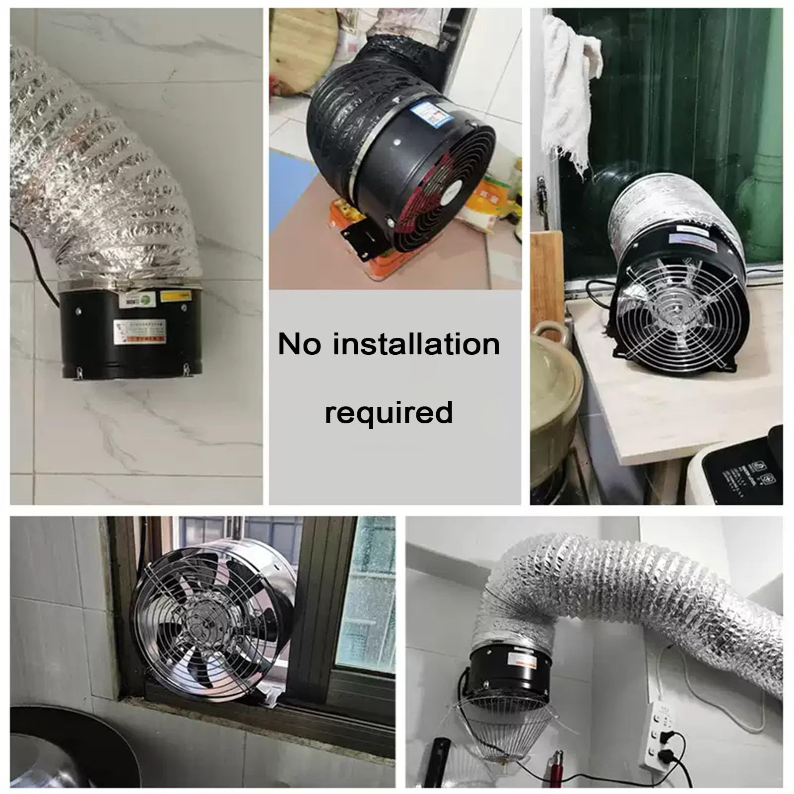 Ventilador De Conducto De 6 Pulgadas, Campana Extractora Portátil, Ventilador De Extracción De Escritorio De Bajo Ruido con Manguera De 1 M, para Cocina, Olla Caliente, Hogar, Garaje Y Baño.