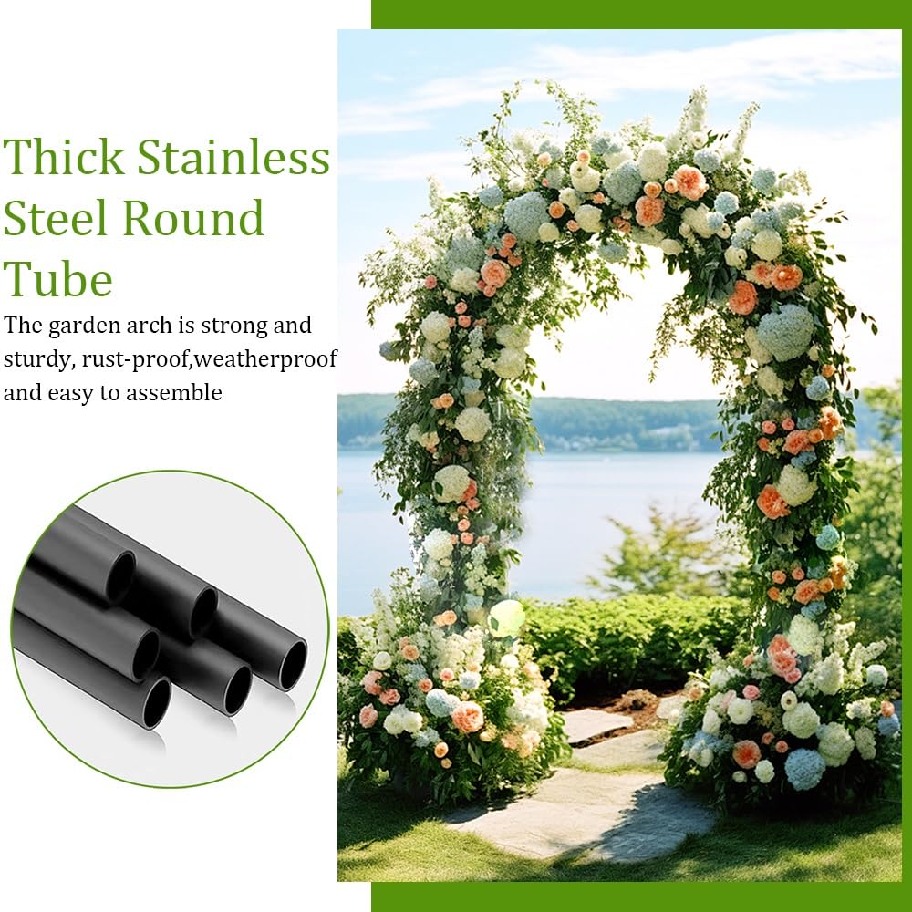 Arco da giardino in metallo nero resistente alla ruggine graticcio per piante rampicanti e rose decorazione per matrimoni decorazione da giardino all'aperto 140 x 230 cm
