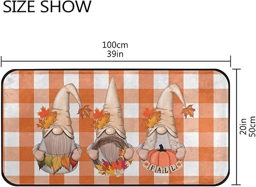Miniatura 3 de Alfombras de cocina de gnomos de otoño, con hojas de arce, tapete cómodo antideslizante para baño, baño, interior, 39 x 20 pulgadas